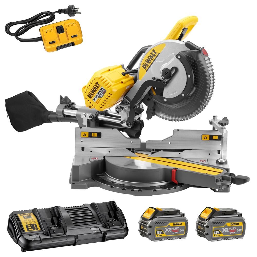 DeWalt 54V FlexVolt Cordless & Corded 305mm Mitre Saw 6.0Ah Kit (DHS780T2A-XE) DeWalt 54V FlexVolt Cordless & Corded 305mm Mitre Saw 6.0Ah Kit (DHS780T2A-XE)