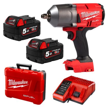 Milwaukee M18FHIWF12-502C M18 FUEL 18V Li-Ion Cordless High Torque 1/2" Drive Impact Wrench with Hog Ring 5.0Ah Kit