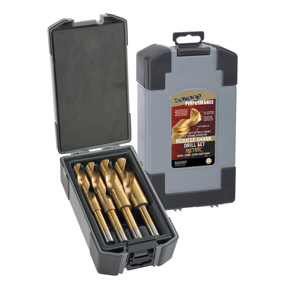Bordo 15-MS1 Savage TiN-Coated 1/2" Reduced Shank Drill Bit 4-Piece Set 16-25mm Bordo 15-MS1 Savage TiN-Coated 1/2" Reduced Shank Drill Bit 4-Piece Set 16-25mm