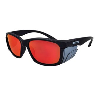 Maxisafe ERZ386 Rayzr Protective Safety Glasses - Matte Black Frame with Polarised Red Mirror Lens