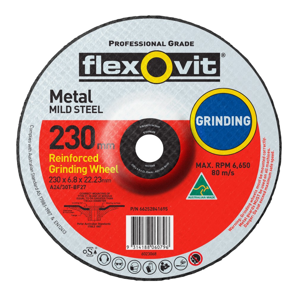 Flexovit 230x6.8x22.2mm Professional Grade Metal Grinding Disc (66252841695) Flexovit 230x6.8x22.2mm Professional Grade Metal Grinding Disc (66252841695)