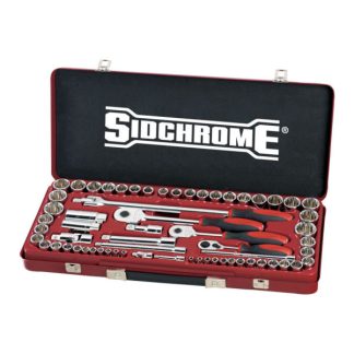 Sidchrome 64-Piece 1/4", 3/8" & 1/2" Drive Metric & A/F Socket Set SCMT19120